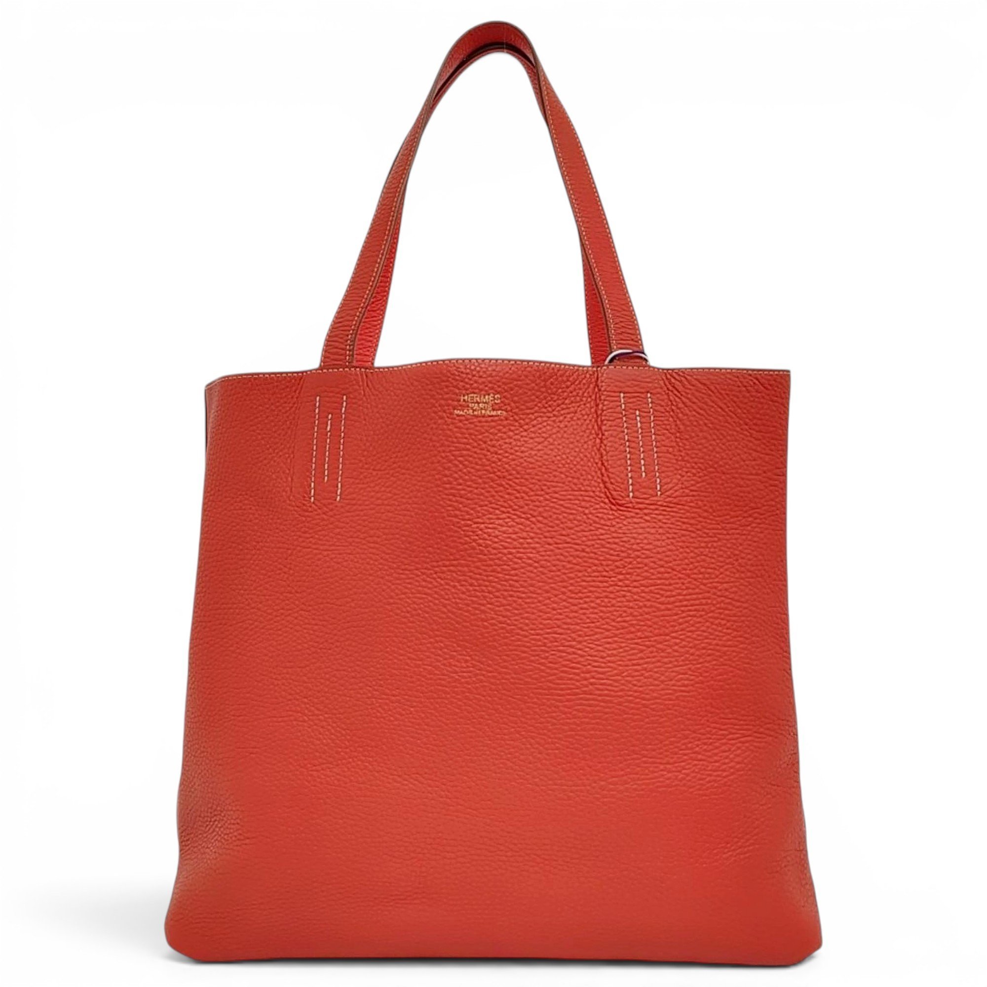 Double sens leather handbag