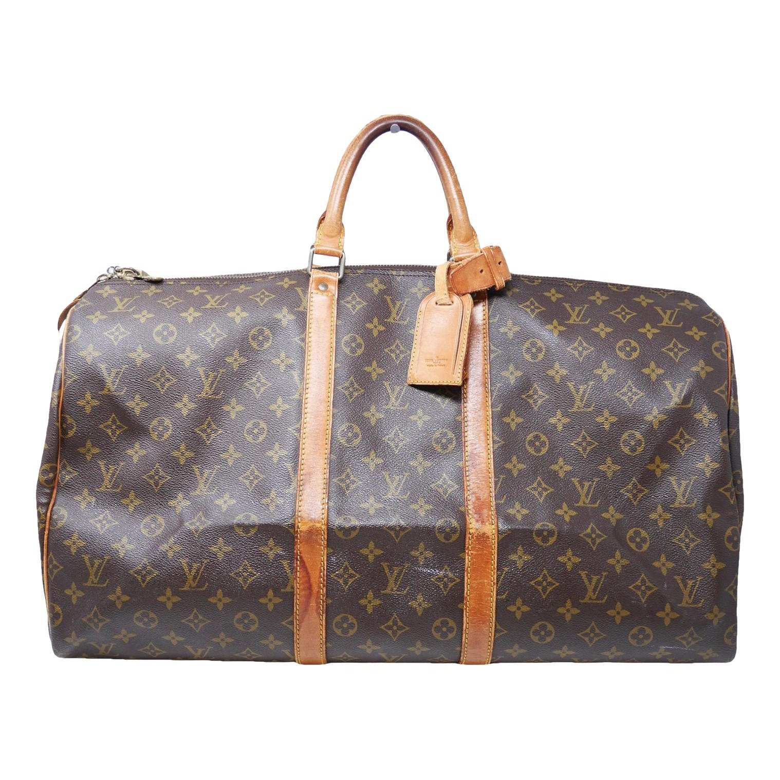 Louis Vuitton Keepall leather travel bag