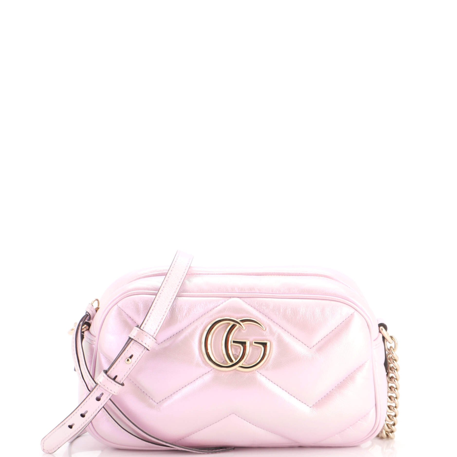 GG Marmont Shoulder Bag Chevron Iridescent Leather Small