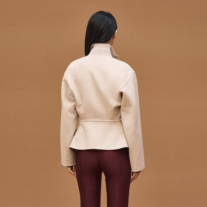 Beige Naturel Short Equestrian Cashmere Coat
