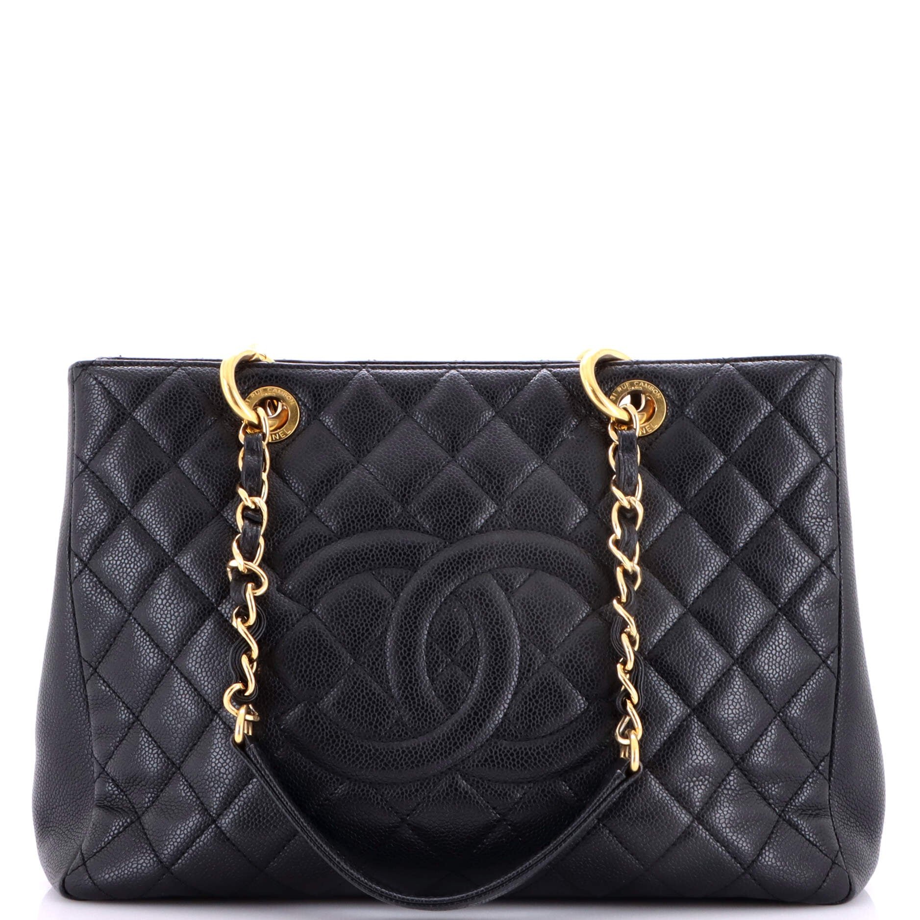 Grand Shopping Tote Quilted Caviar