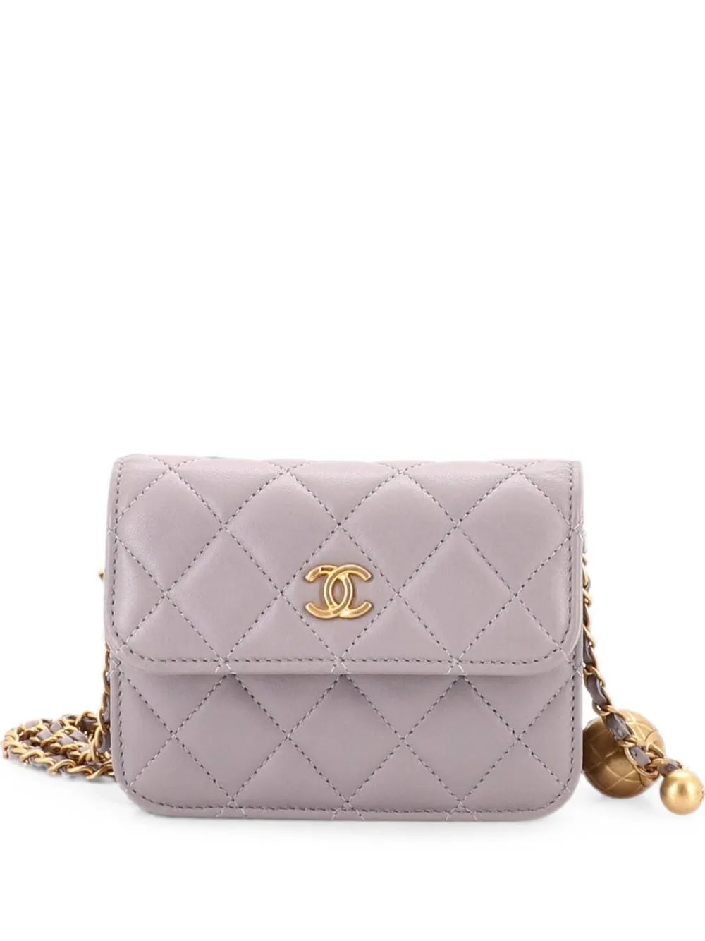 Pearl Crush Flap Clutch with Chain Quilted Lambskin Mini crossbody bag