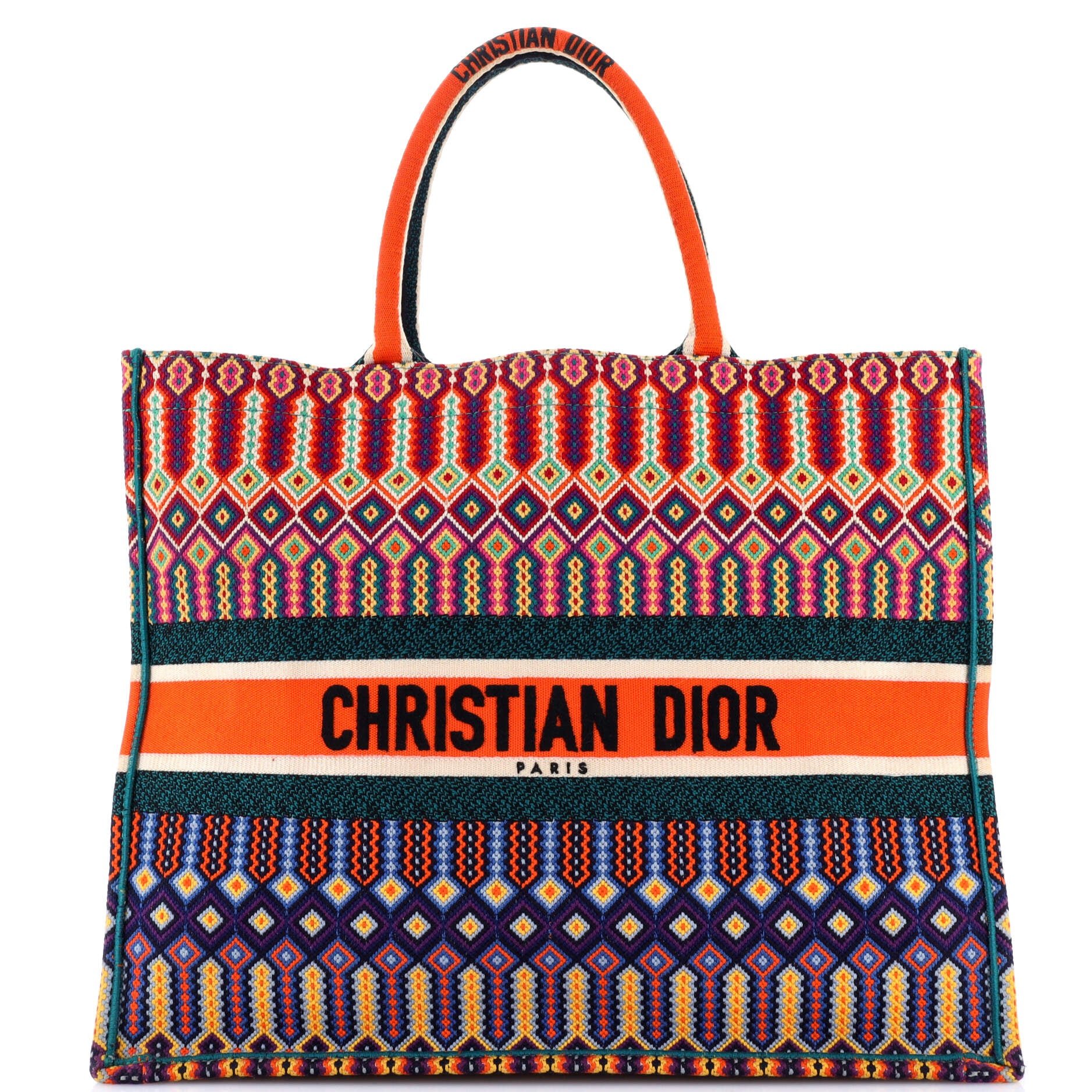 Dior Book Tote Embroidered Canvas Large