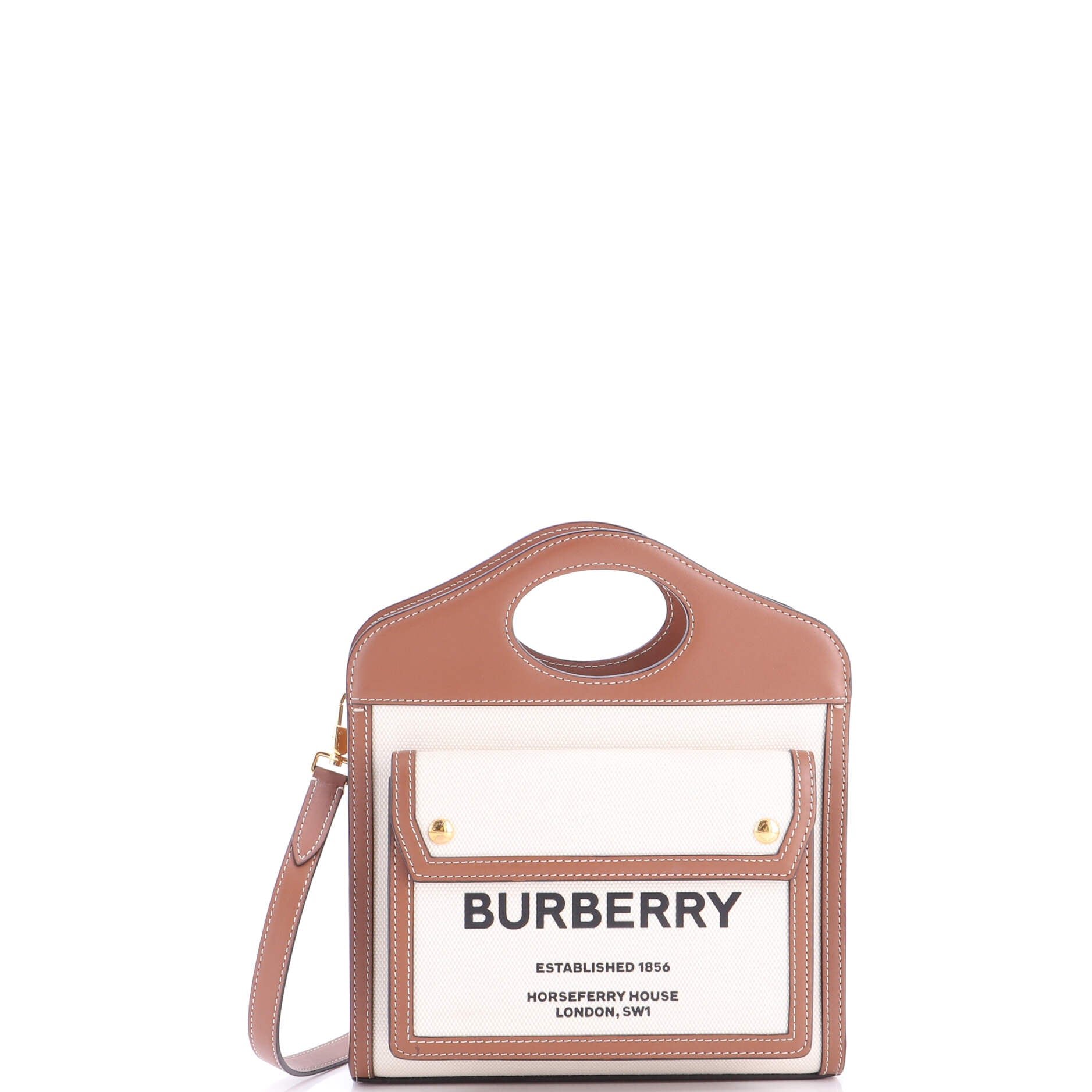 Logo Pocket Tote Canvas with Leather Mini