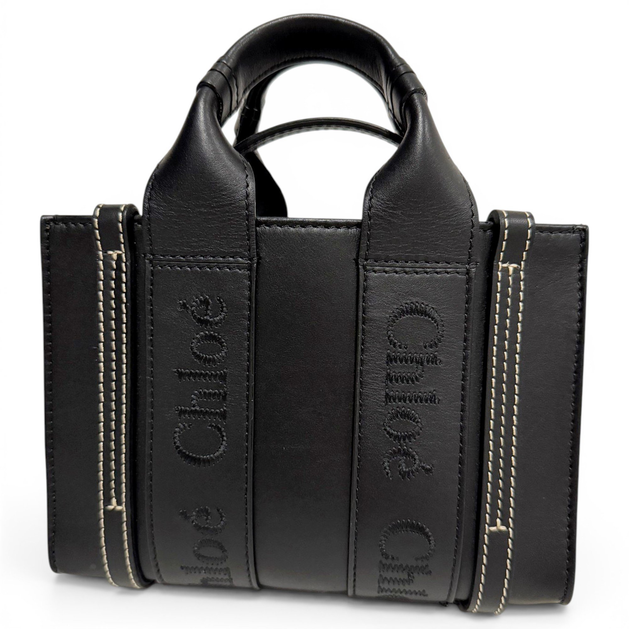 Woody leather tote
