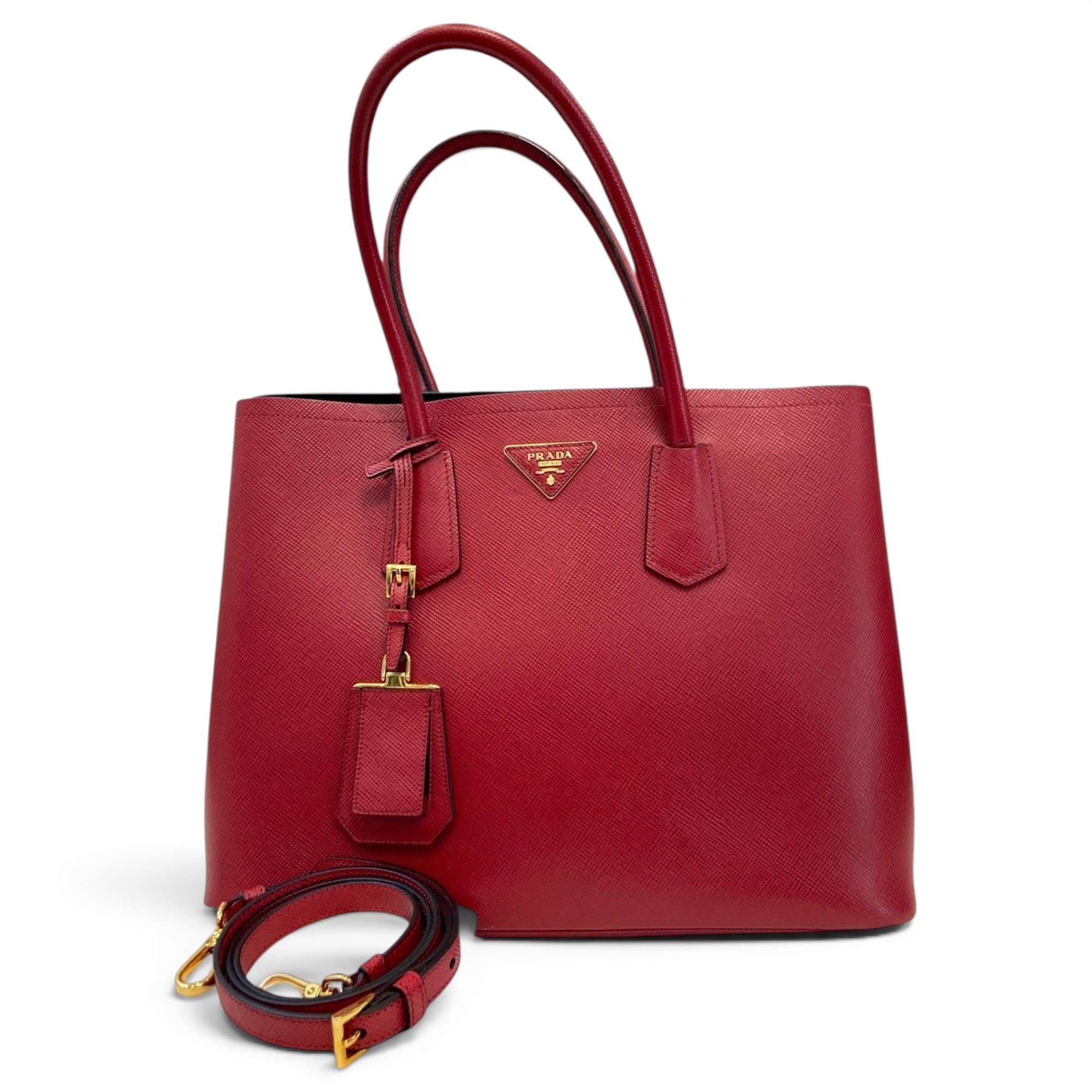 Double leather handbag