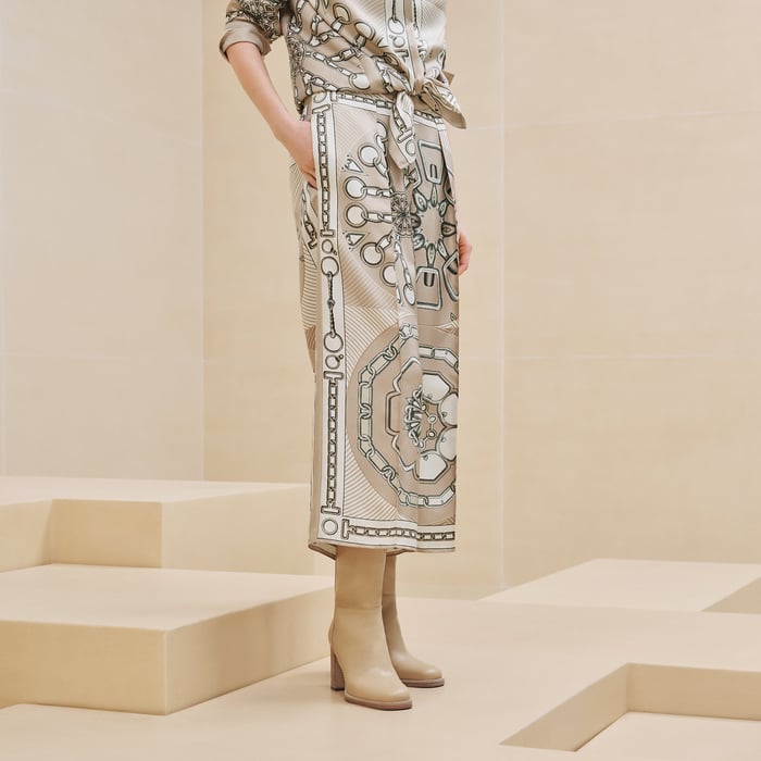 Beige Glaise "Effet Kaleidoscope" Cropped Pants
