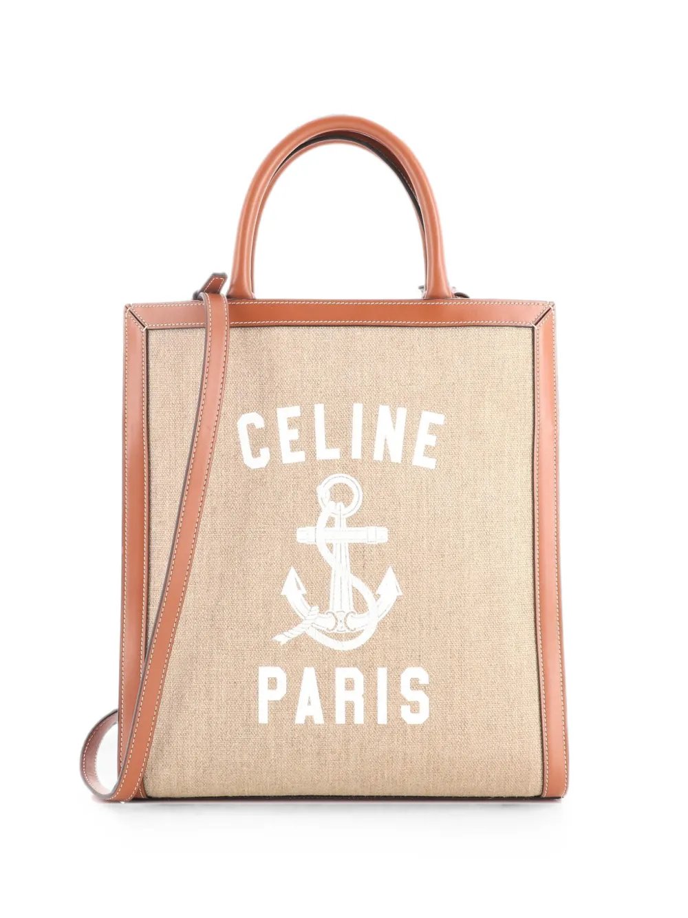 Vertical Cabas Printed Canvas and Leather Small tote bag