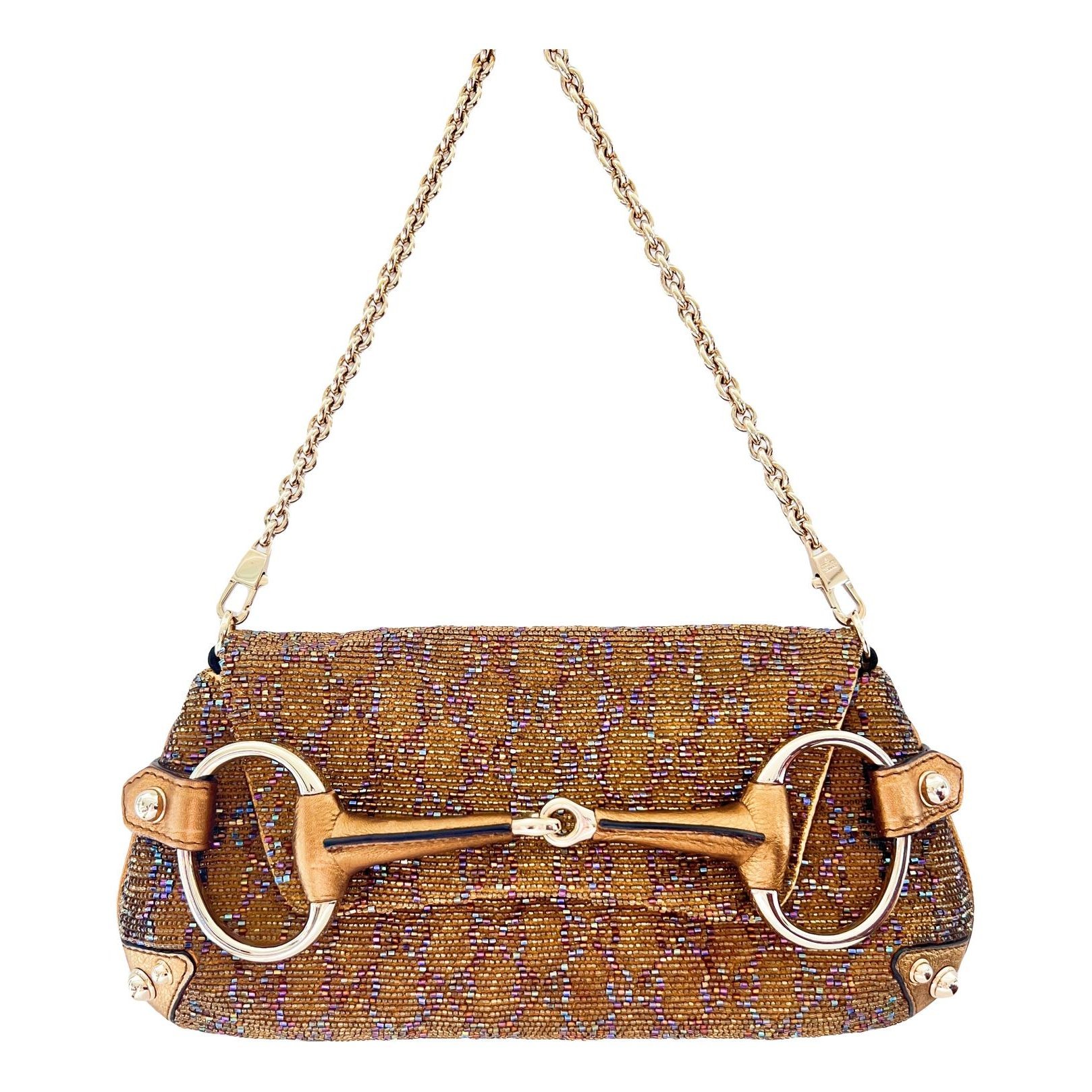 Horsebit Chain glitter handbag
