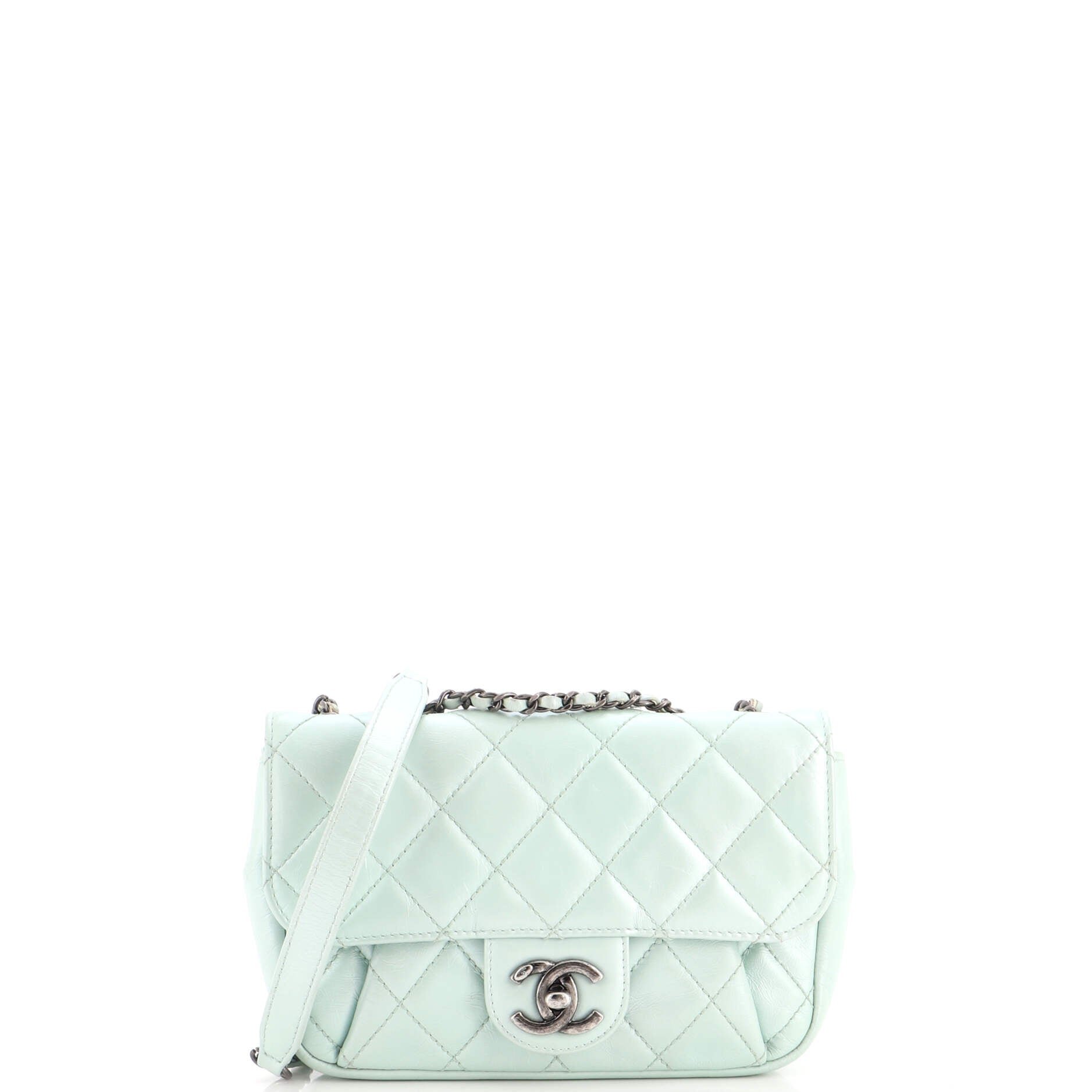 Chanel Coco Pleats Flap Bag Quilted Glazed Calfskin Mini