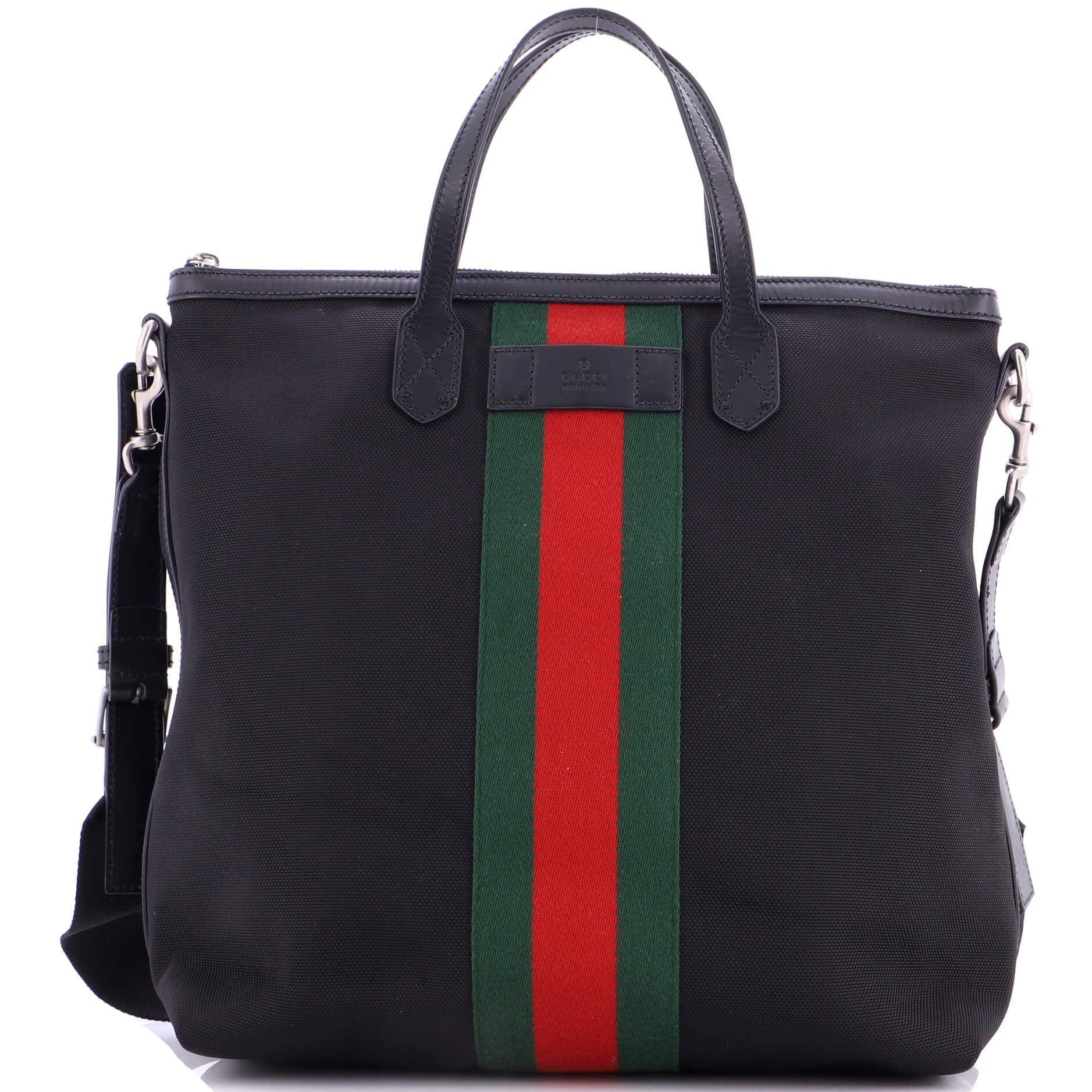 Gucci Web Zip Tote Techno Canvas Medium