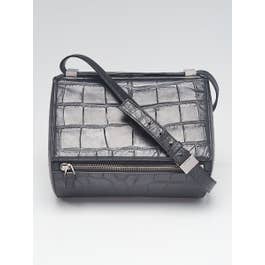 Givenchy Givenchy Black Croc Embossed Leather Pandora Box Bag