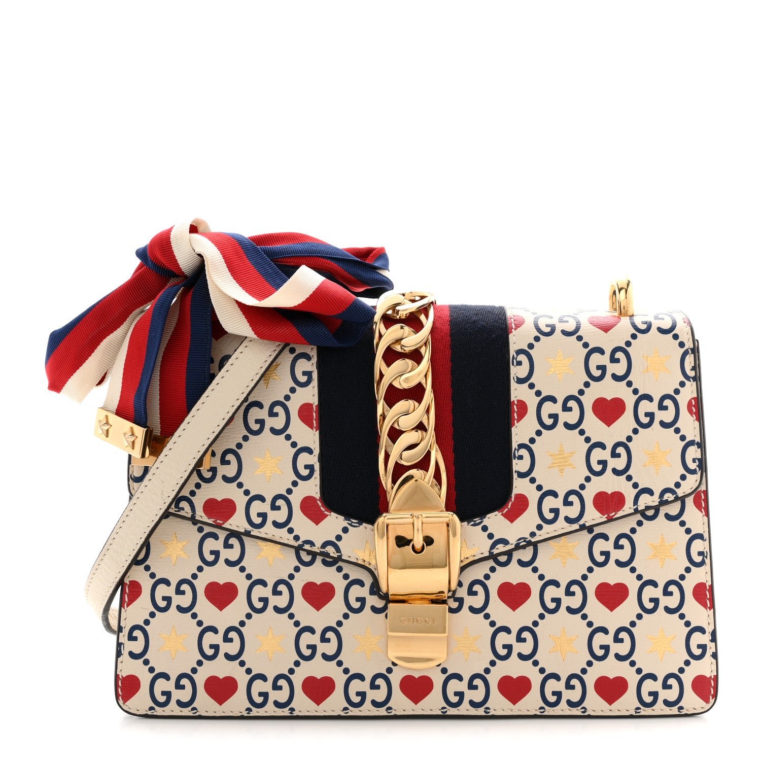 Gucci Calfskin Valentine's Day Exclusive Small Sylvie Top Handle Bag Ivory