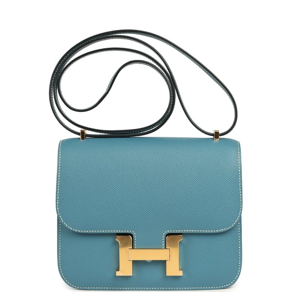 Hermes Constance 18 Blue Jean Epsom Gold Hardware