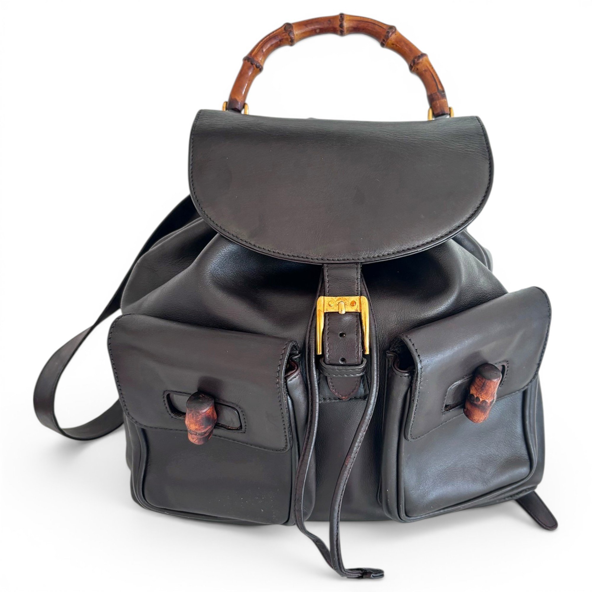 Vintage Bamboo leather backpack