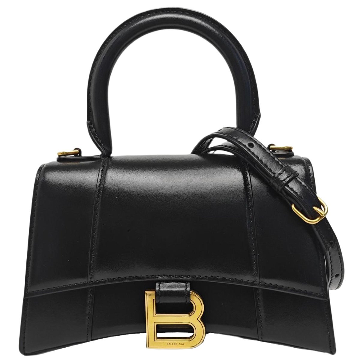Hourglass leather handbag