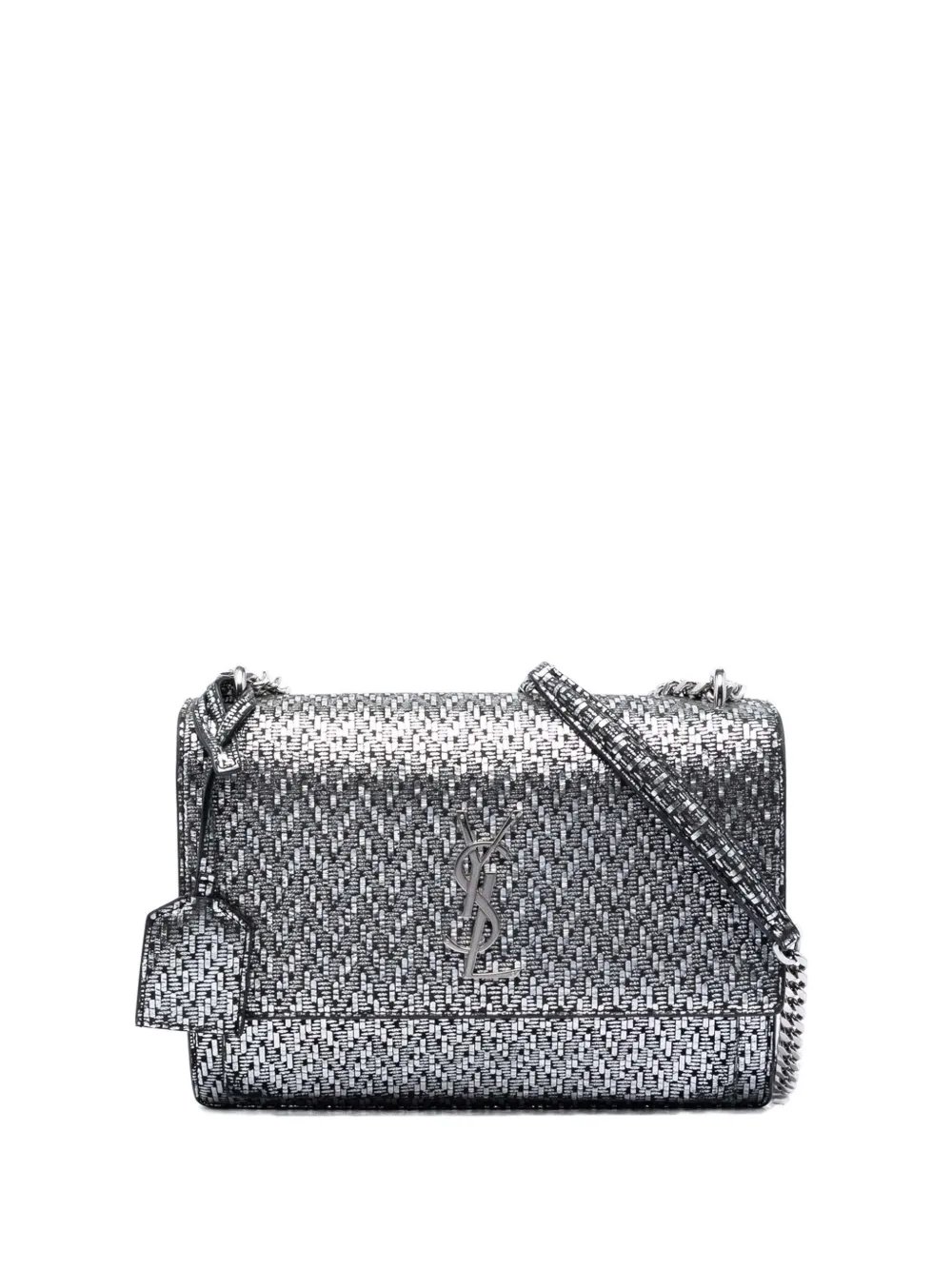 2018 Medium Metallic Woven Leather Monogram Sunset crossbody bag