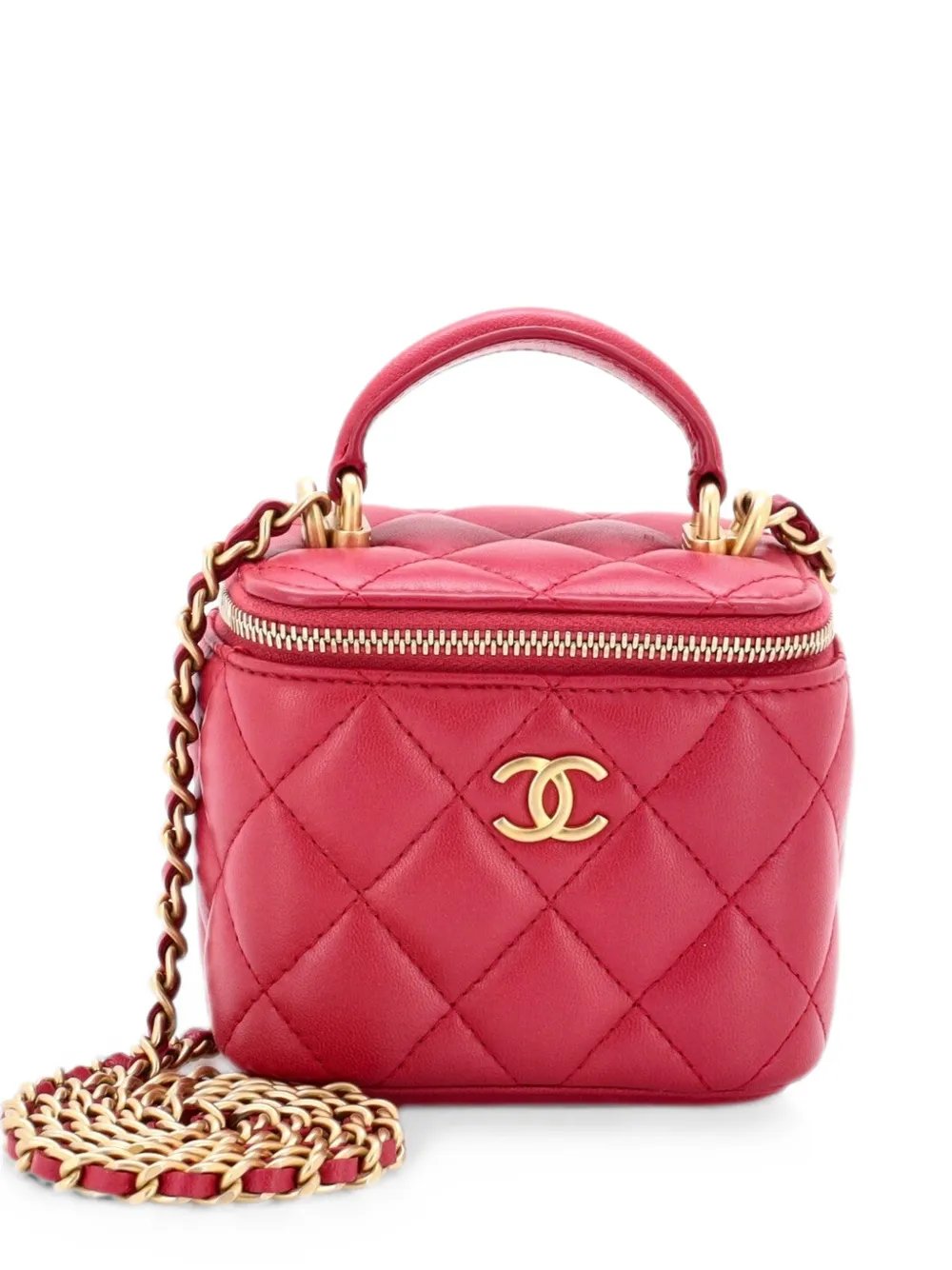 Classic Top Handle Vanity Case with Chain Quilted Lambskin Mini crossbody bag
