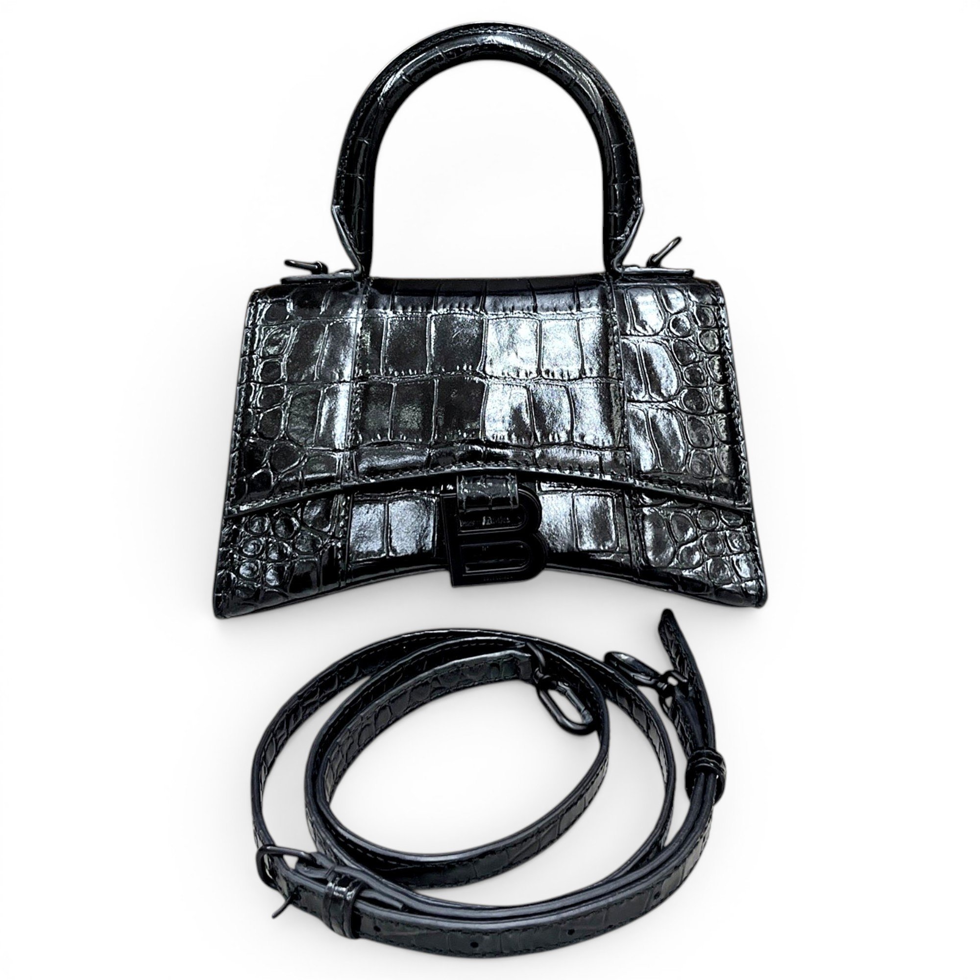 Hourglass leather handbag