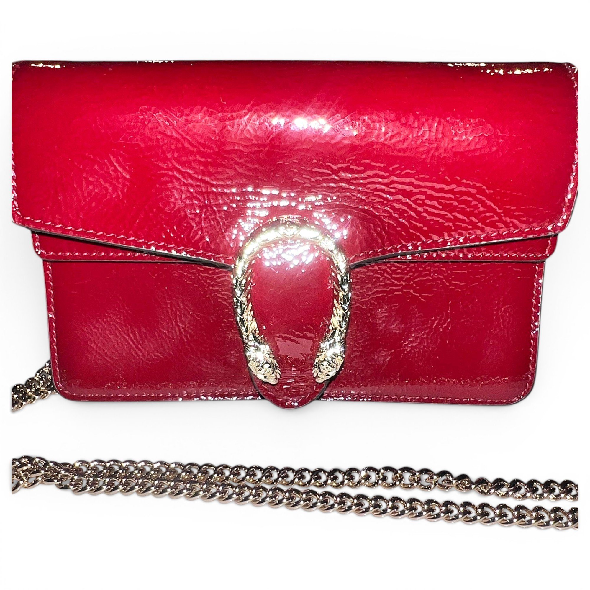 Dionysus Chain Wallet patent leather handbag