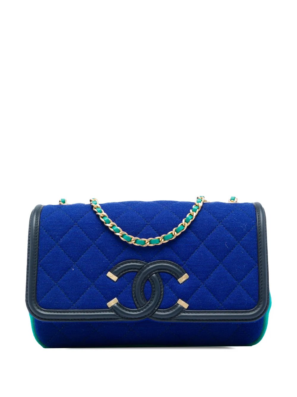 2019 Small Tricolor Jersey CC Filigree Flap crossbody bag