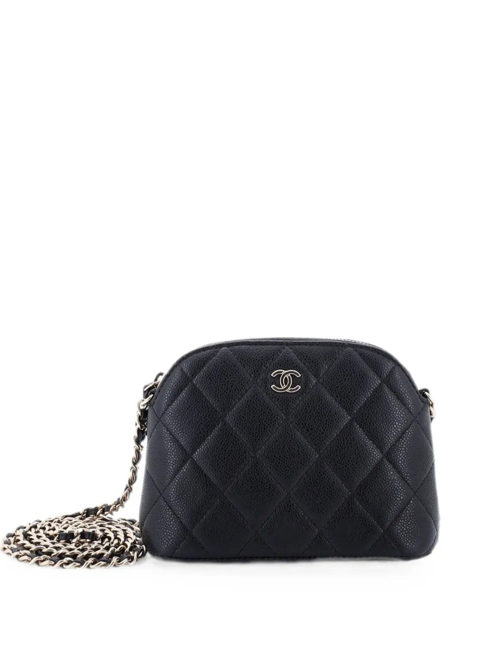 CC Dome Zip Clutch with Chain Quilted Caviar Mini crossbody bag