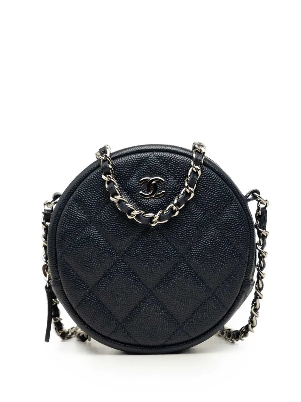 2018-2019 CC Quilted Caviar Round Clutch With Chain crossbody bag