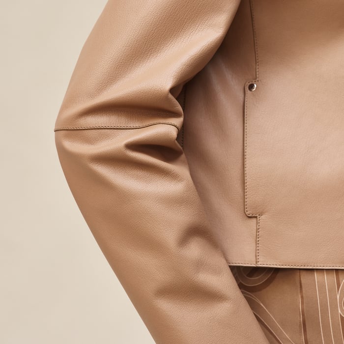 Beige Zénith Leather Jacket