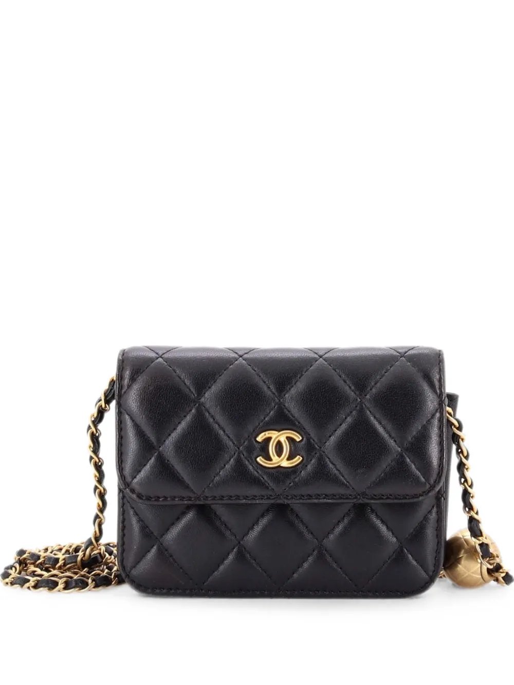 Pearl Crush Flap Clutch with Chain Quilted Lambskin Mini crossbody bag