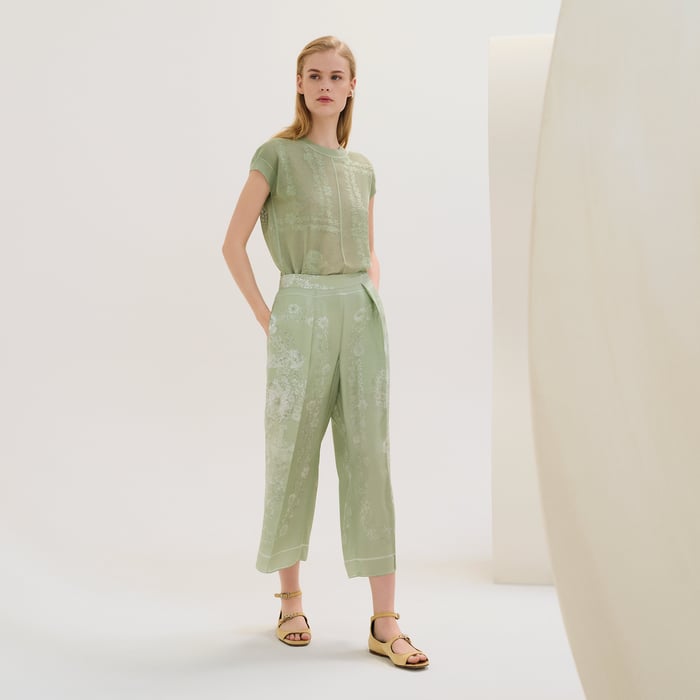 Vert Tendre "Brides De Gala En Fleurs" Pants