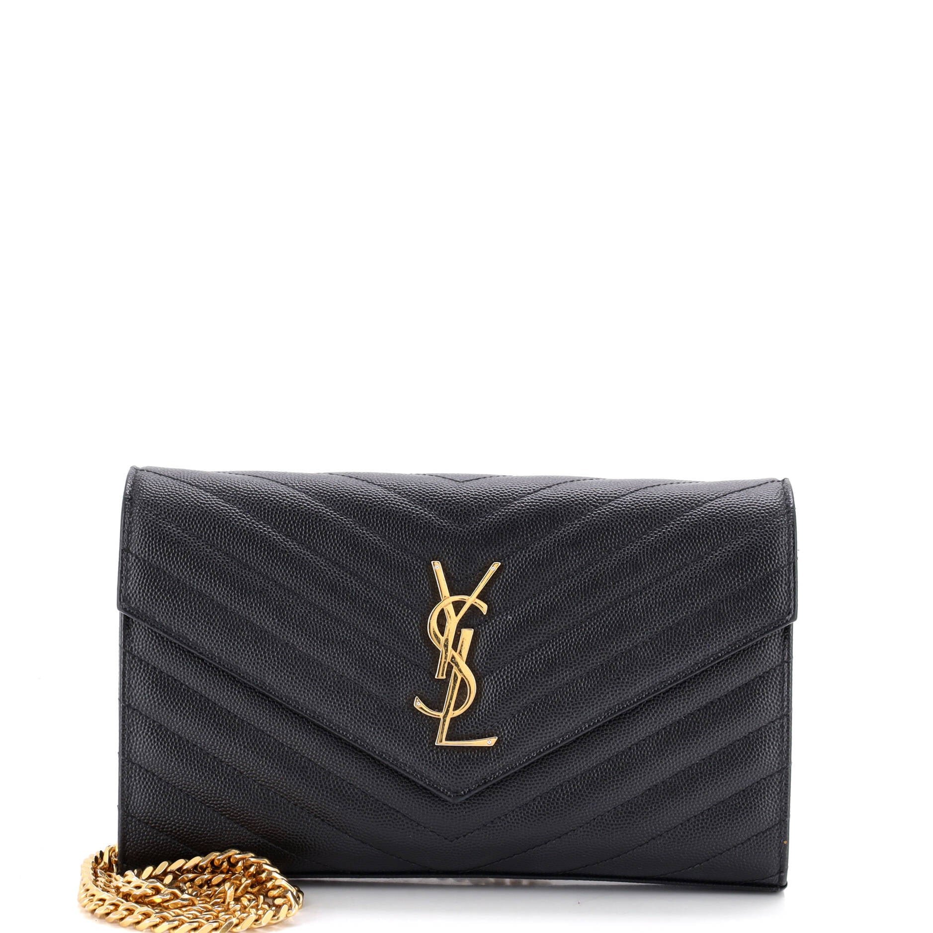 Classic Monogram Wallet on Chain Matelasse Chevron Leather Medium