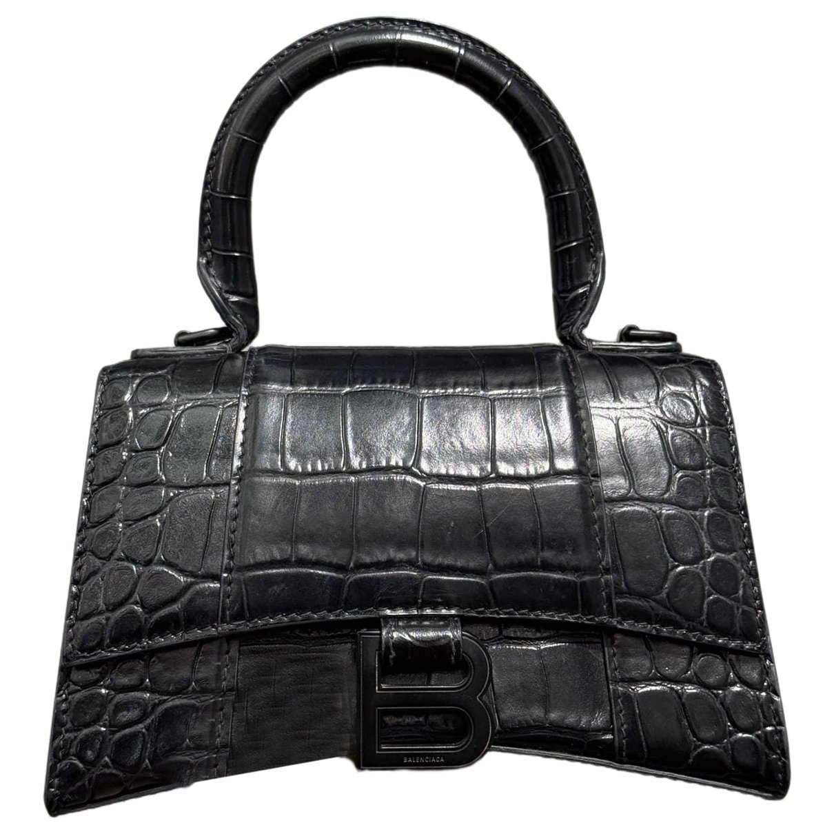Hourglass leather handbag