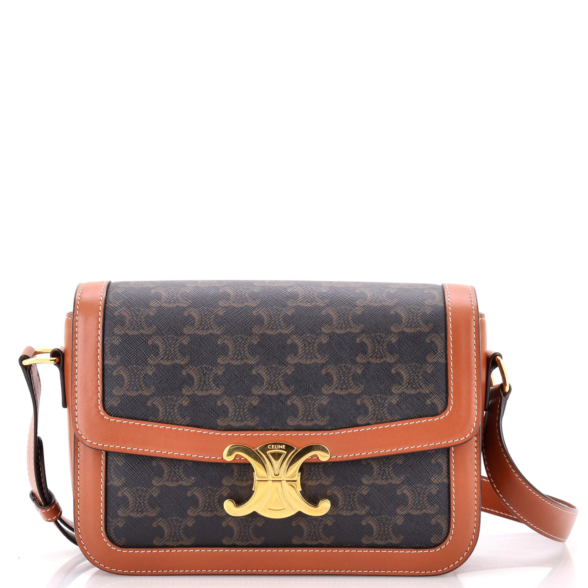 Celine Triomphe Shoulder Bag Triomphe Coated Canvas Medium