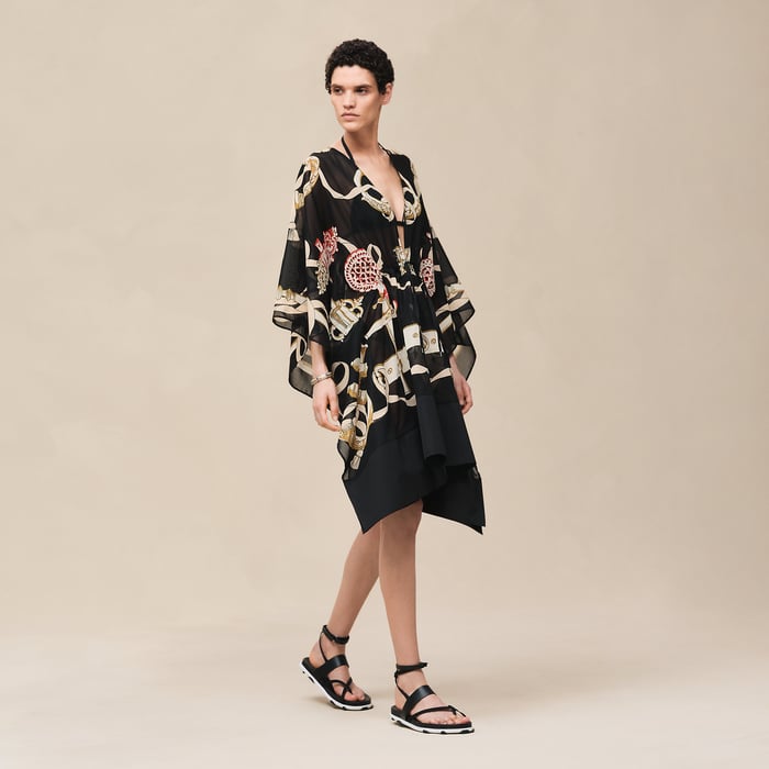 Noir "Ferronnerie Remix" Beach Caftan