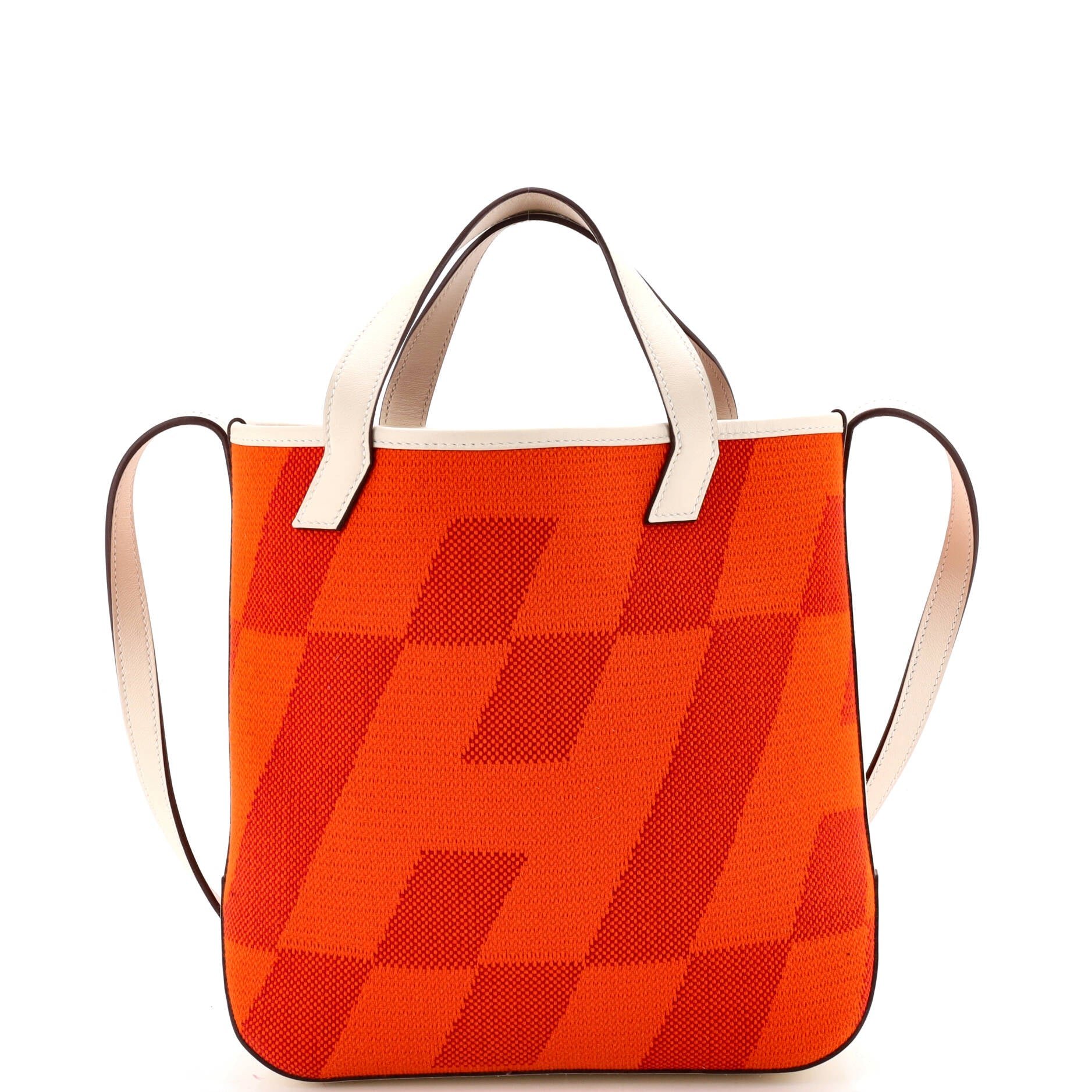 Cabas H en Biais Tote Canvas with Leather 27