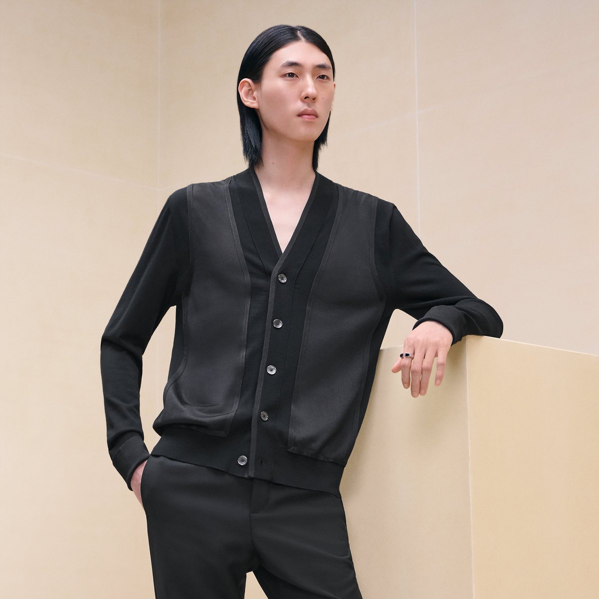 "Decadre laine & soie" buttoned cardigan