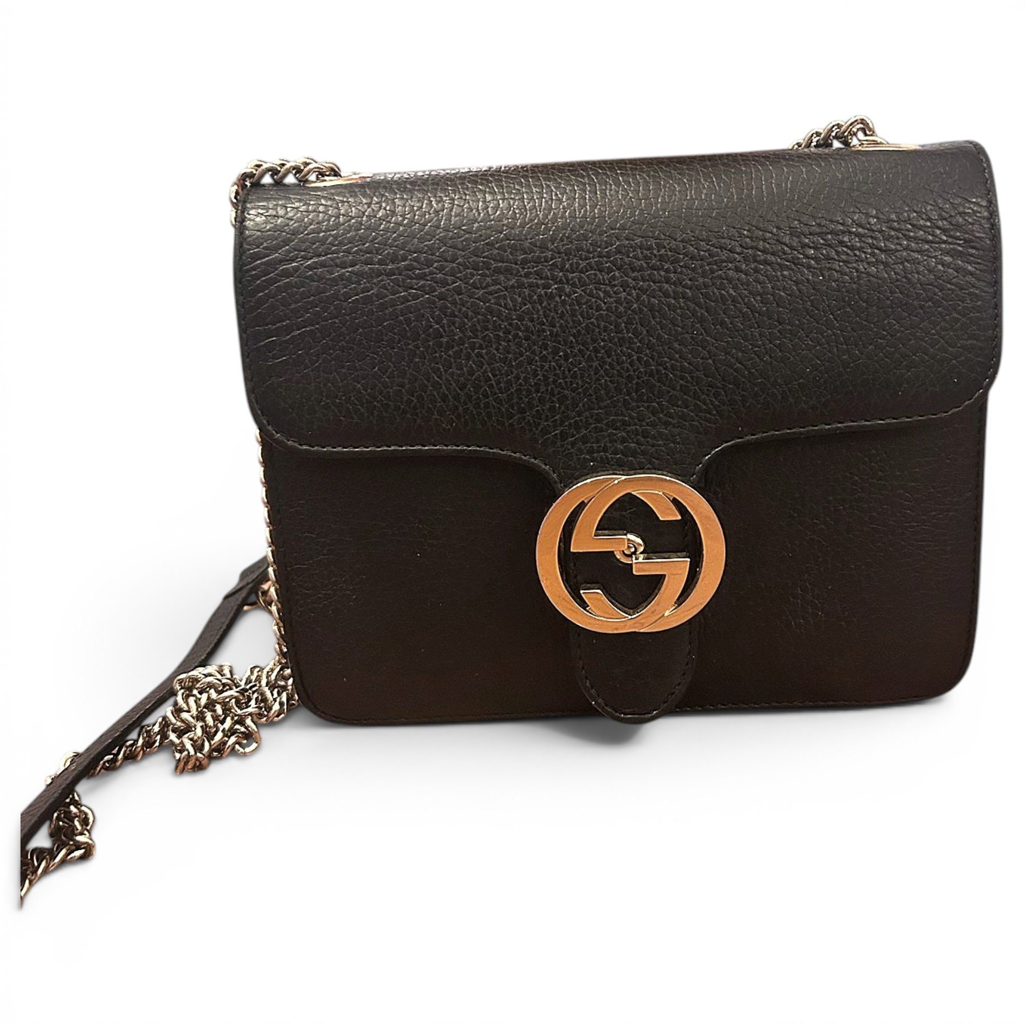 Interlocking leather handbag