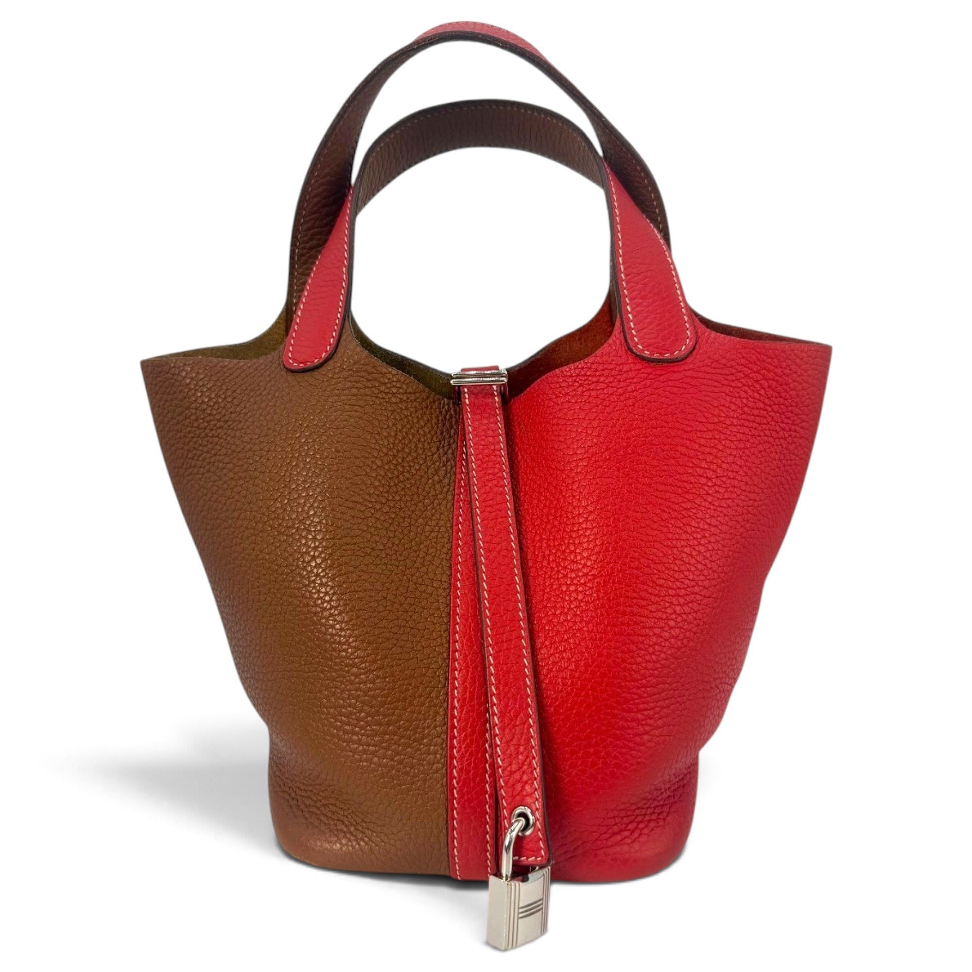 Hermes Picotin 18 Handbag Cognac Clemence Leather
