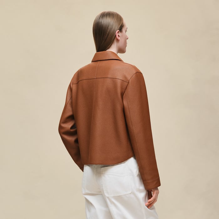Marron Fauve Washed Deerskin Jacket