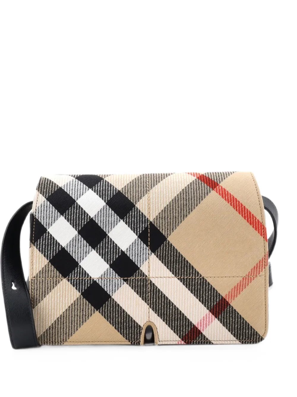 Snip Shoulder Bag Check Jacquard with Leather crossbody bag