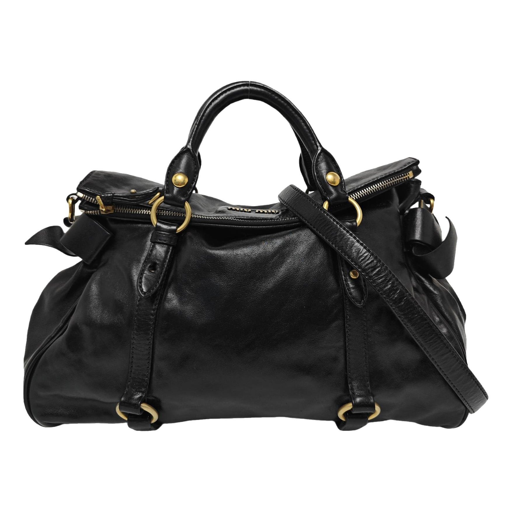 Bow bag leather handbag