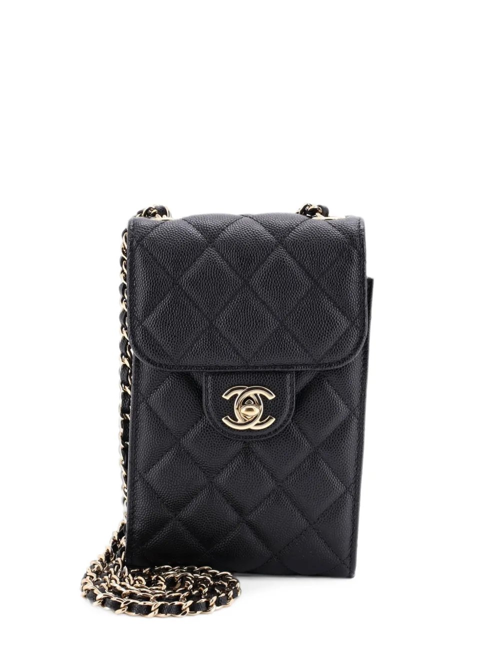 CC Flap Phone Holder Crossbody Bag Quilted Caviar clutch bag