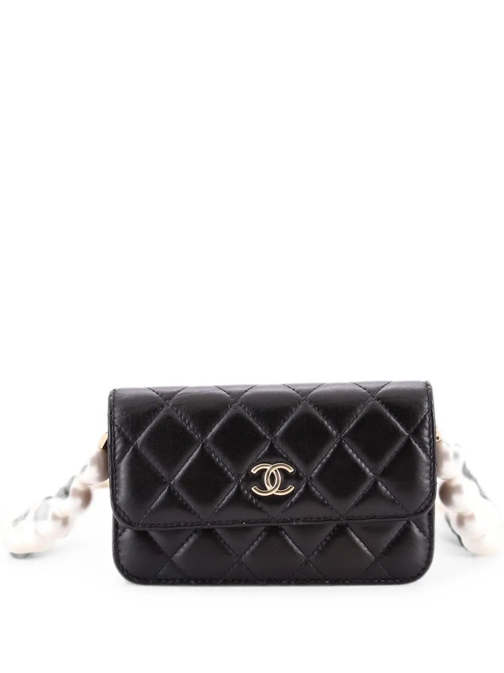 Pearl Strap Clutch with Chain Quilted Calfskin crossbody bag