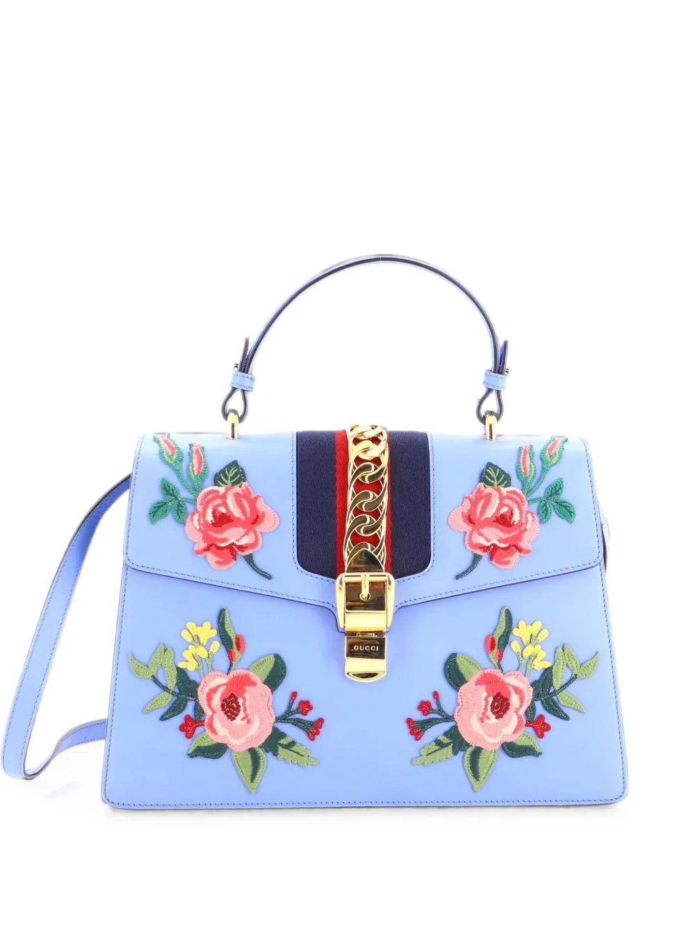 Sylvie Top Handle Bag Embroidered Leather Medium satchel