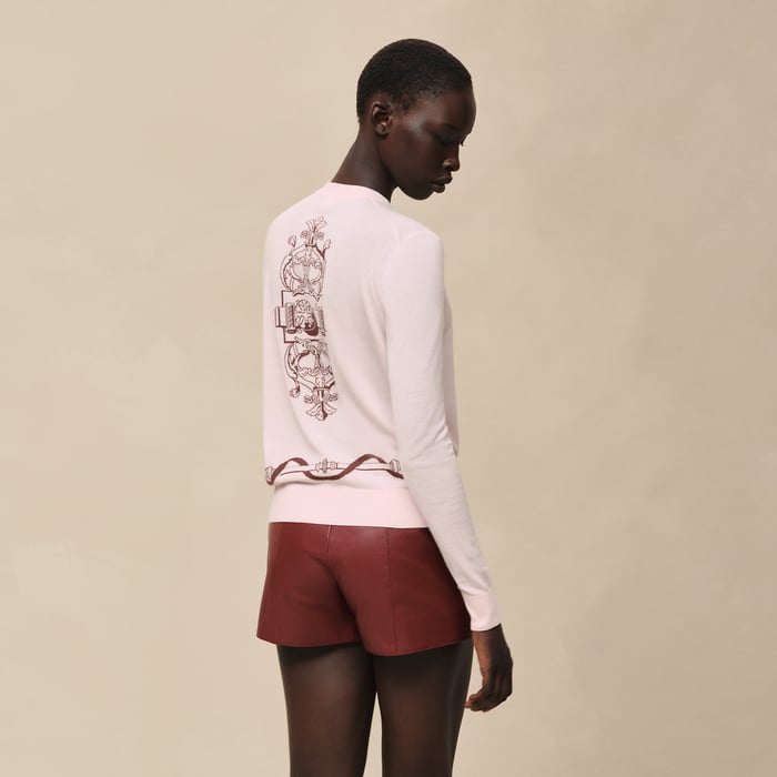 Rose Opaline "Ferronnerie" Long-sleeve Cardigan