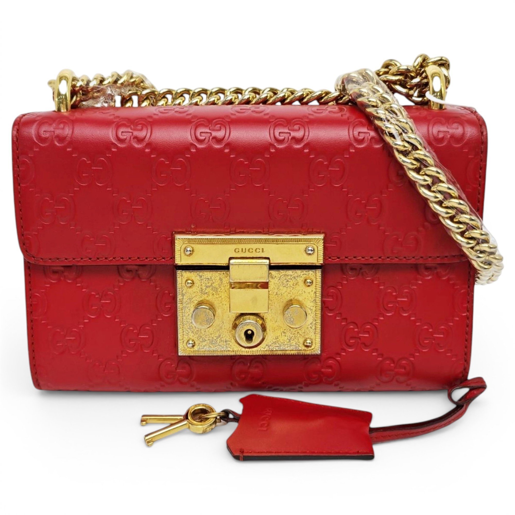 Padlock leather handbag