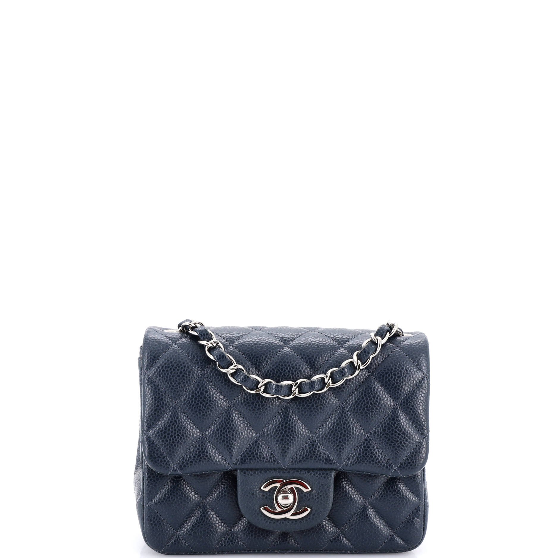 Square Classic Single Flap Bag Quilted Caviar Mini