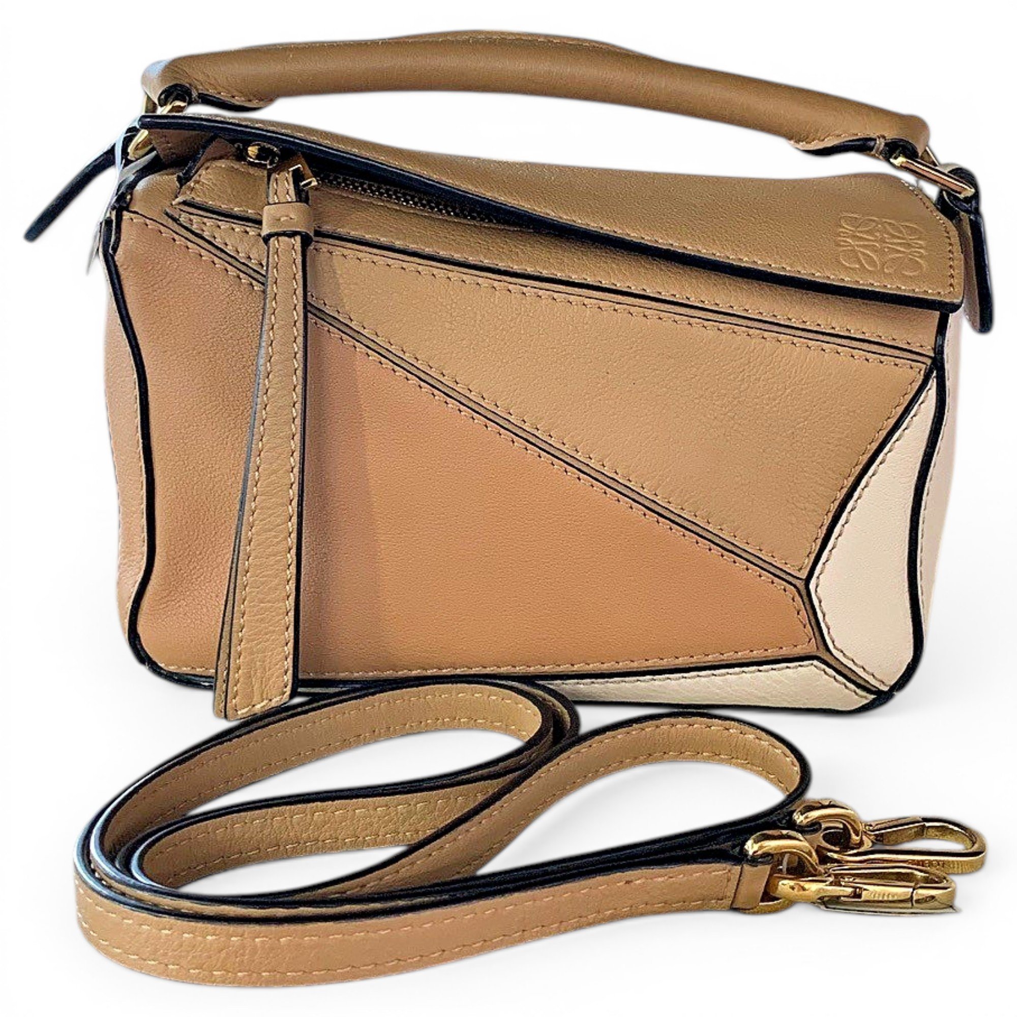 Puzzle leather crossbody bag