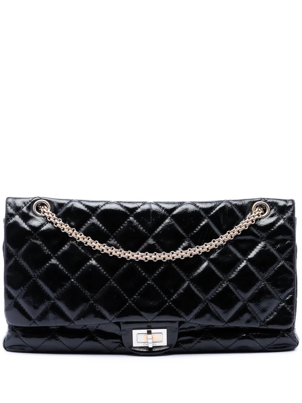 2006-2008 Quilted Crinkled Patent Reissue 2.55 Double Flap 227 shoulder bag