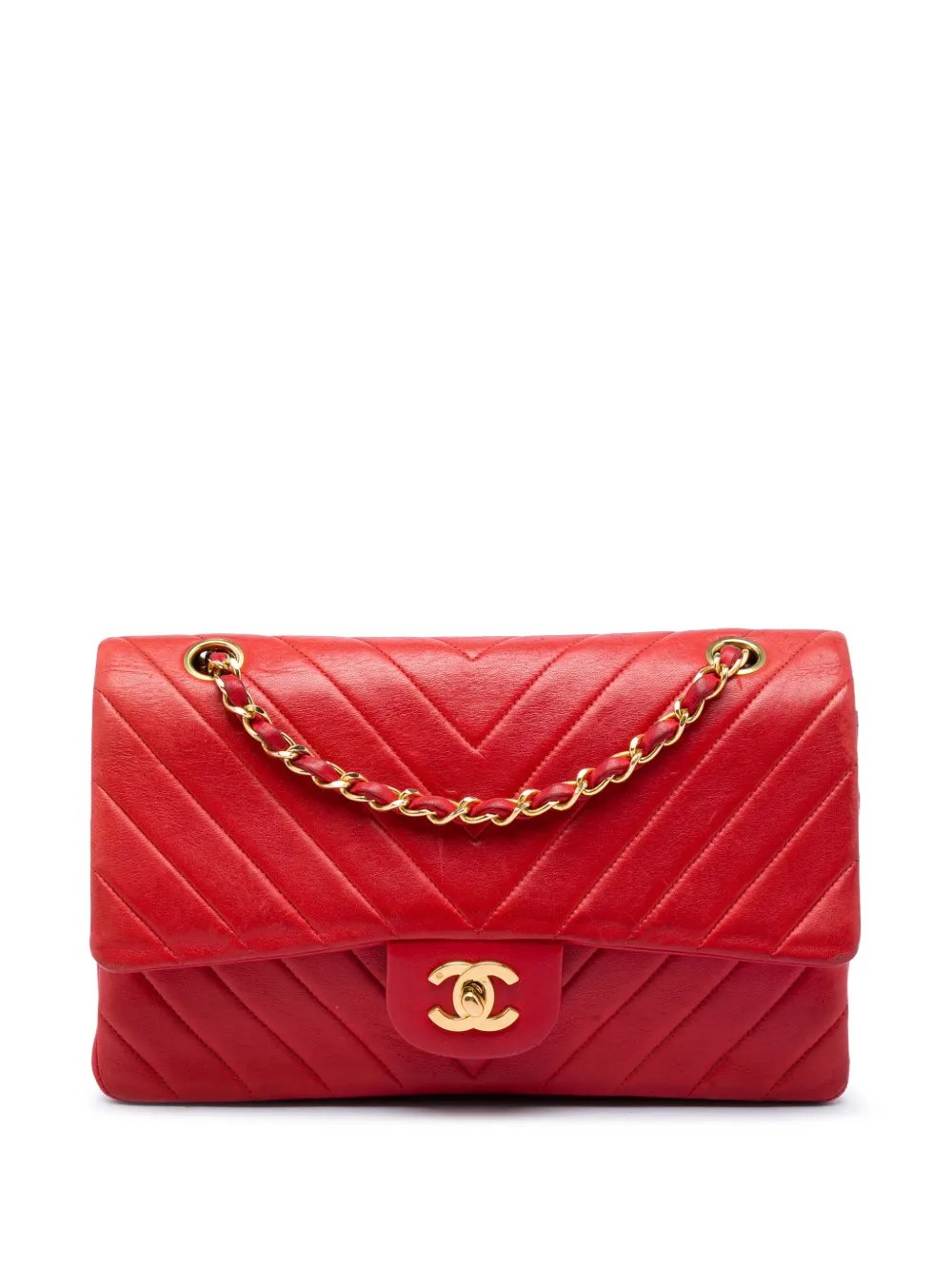 1991-1994 Medium Classic Chevron Lambskin Double Flap shoulder bag